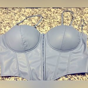 Spaghetti strap leather corset